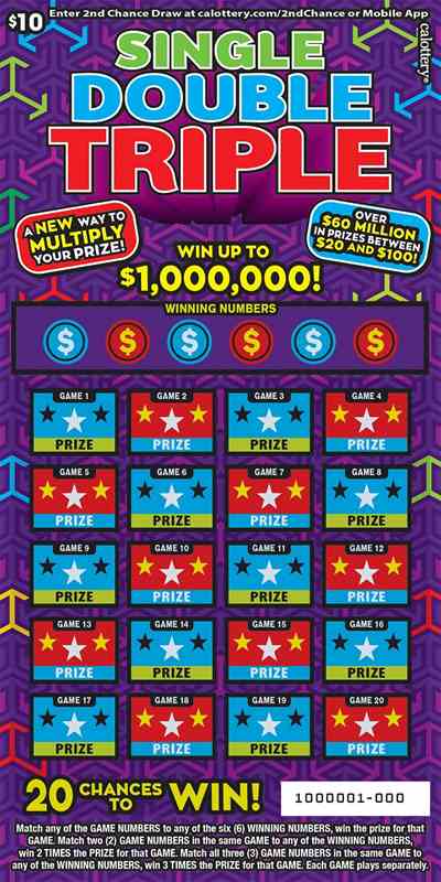 Single Double Triple scratchcard - game number #1633 - front
