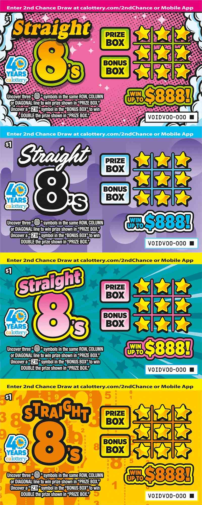 Straight 8'S scratchcard - game number #1674 - front