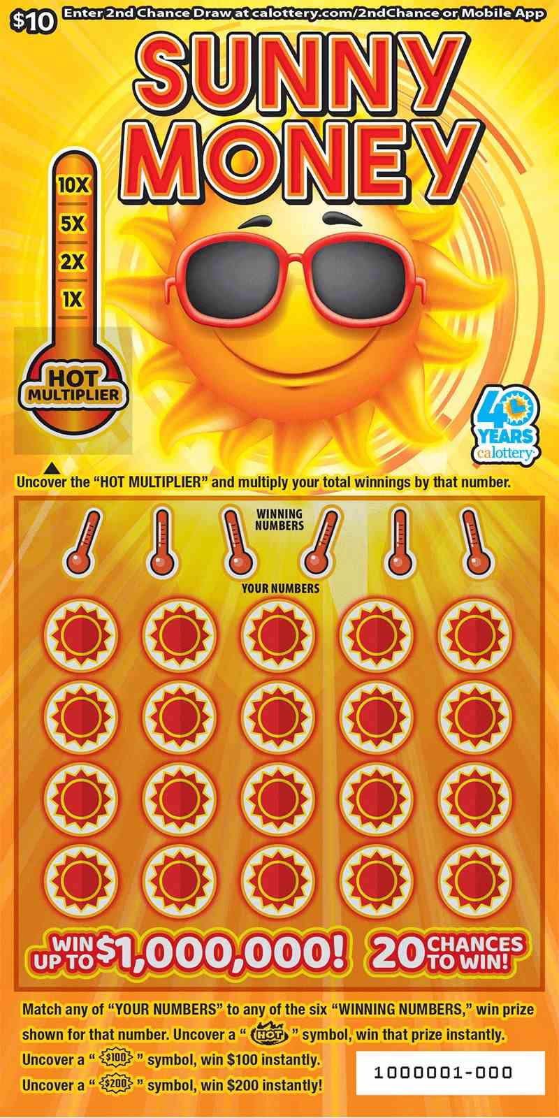 Sunny Money scratchcard - game number #1677 - front