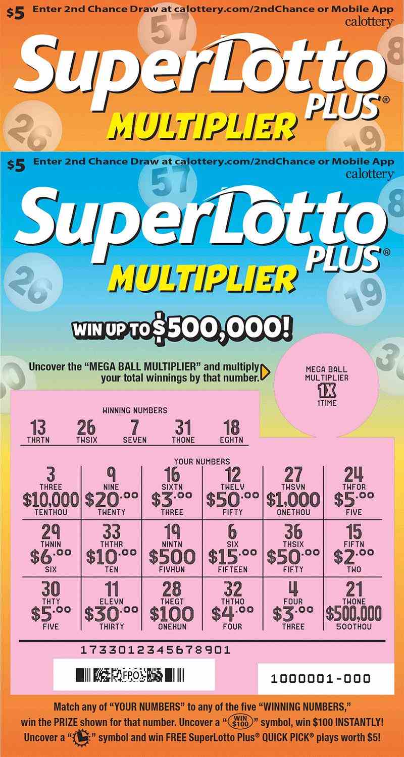 Superlotto Plus® Multiplier scratchcard - game number #1733 - front-scratched