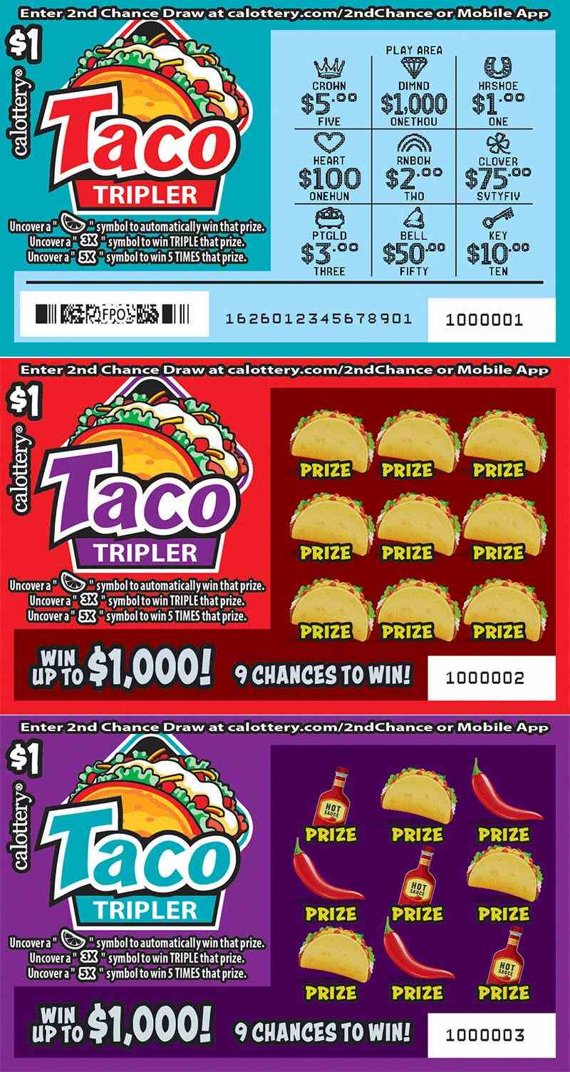 Taco Tripler scratchcard - game number #1626 - front-scratched