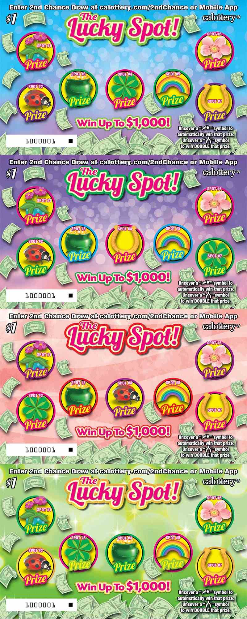The Lucky Spot! scratchcard - game number #1555 - front