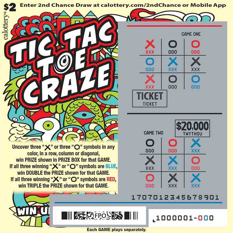 Tic Tac Toe Craze scratchcard - game number #1707 - front-scratched