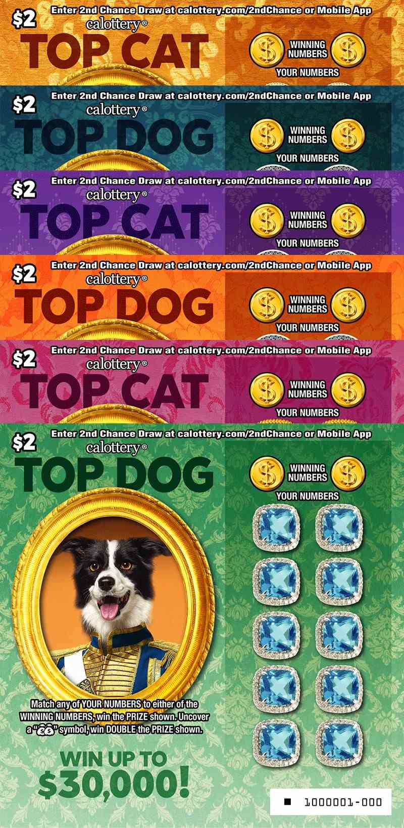 Top Dog Top Cat scratchcard - game number #1647 - front