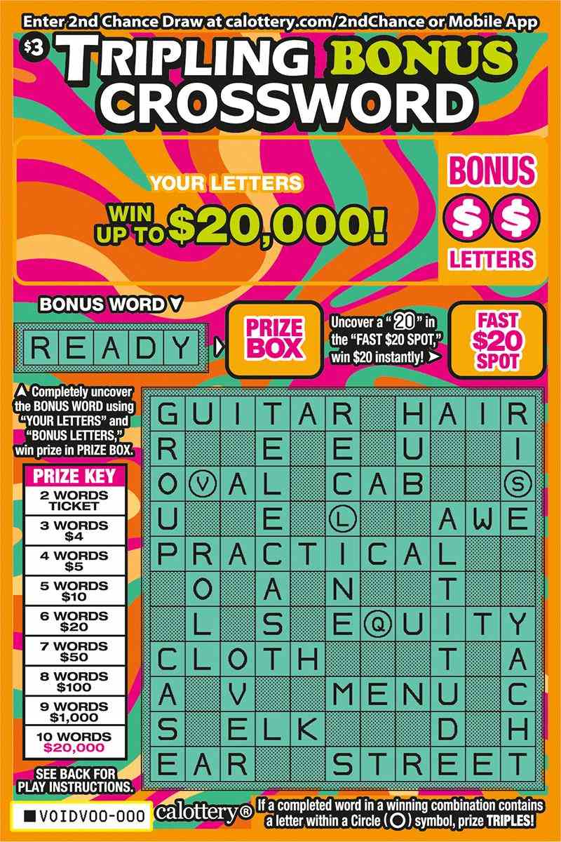 Tripling Bonus Crossword scratchcard - game number #1720 - front