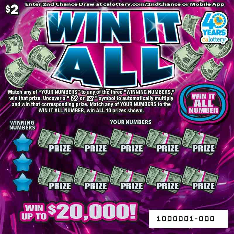 Win It All scratchcard - game number #1662 - front