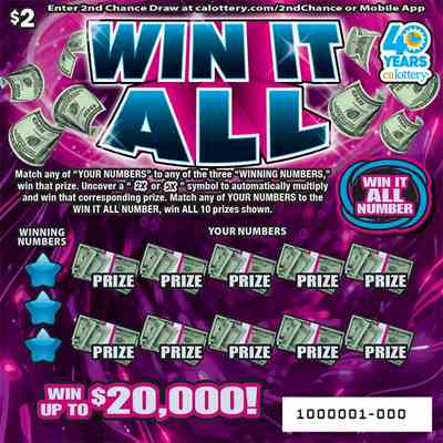Win It All scratchcard - game number #1662 - front