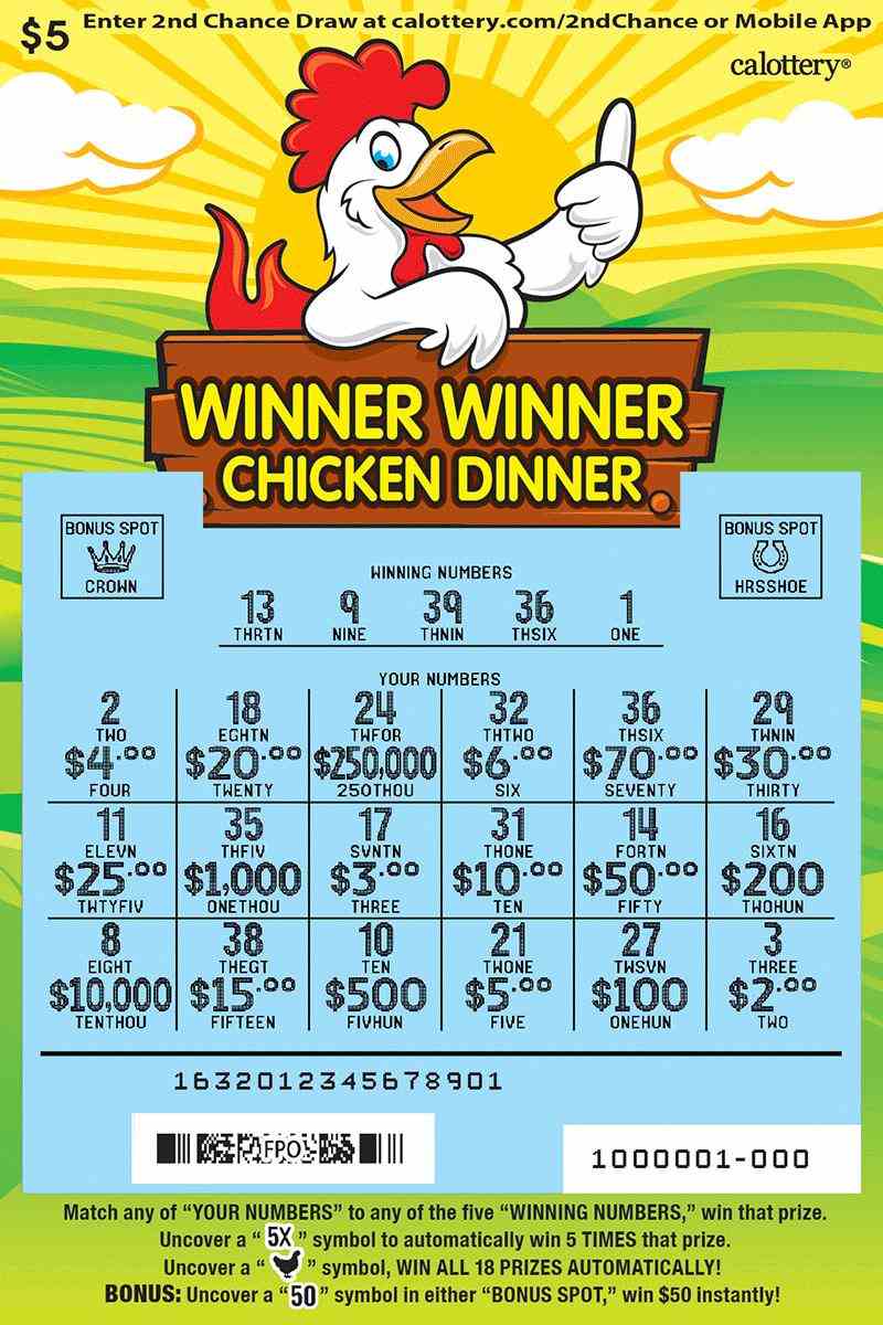 Winner Winner Chicken Dinner scratchcard - game number #1632 - front-scratched