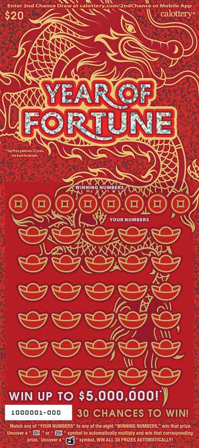 Year Of Fortune scratchcard - game number #1599 - front