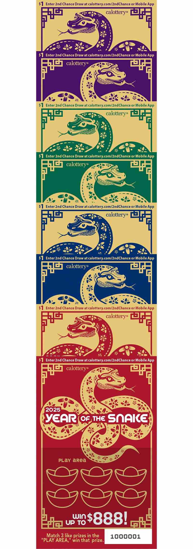 Year Of The Snake scratchcard - game number #1652 - front