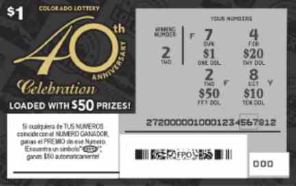 $1 40th Anniversary Celebration scratchcard - game number #272 - front-scratched