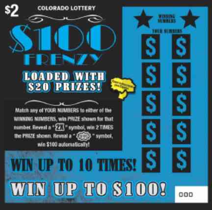 $100 Frenzy scratchcard - game number #2866 - front