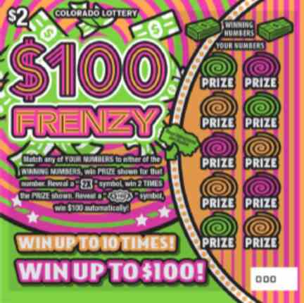 $100 Frenzy scratchcard - game number #318 - front