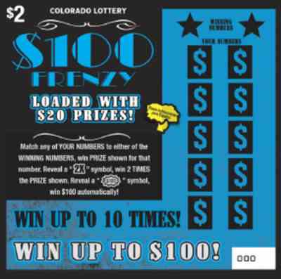 $100 Frenzy scratchcard - game number #361 - front