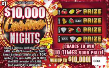 $10,000 Casino Nights scratchcard - game number #189 - front