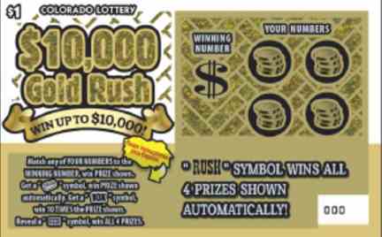 $10,000 Gold Rush scratchcard - game number #281 - front