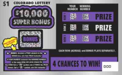 $10,000 Super Bonus scratchcard - game number #2833 - front