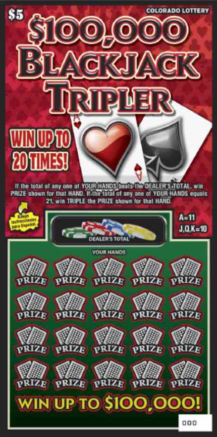 $100,000 Blackjack Tripler scratchcard - game number #2887 - front
