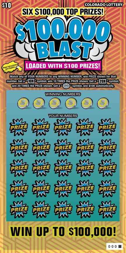 $100,000 Blast scratchcard - game number #2941 - front