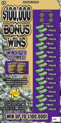 $100,000 Bonus Wins scratchcard - game number #270 - front