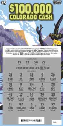 $100,000 Colorado Cash scratchcard - game number #295 - front-scratched