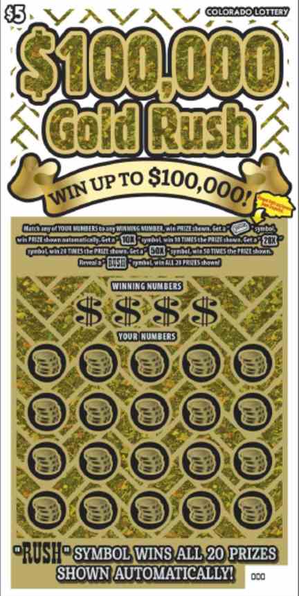 $100,000 Gold Rush scratchcard - game number #2778 - front