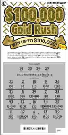 $100,000 Gold Rush scratchcard - game number #283 - front-scratched