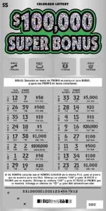 $100,000 Super Bonus scratchcard - game number #331 - front-scratched