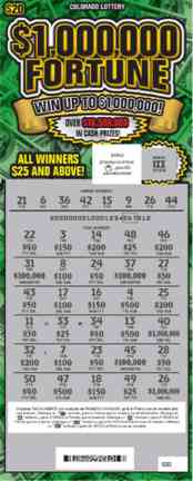 $1,000,000 Fortune scratchcard - game number #205 - front-scratched