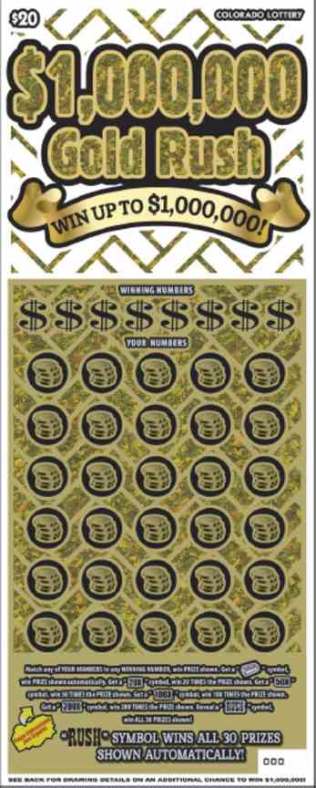 $1,000,000 Gold Rush scratchcard - game number #2780 - front