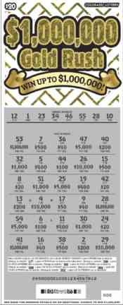 $1,000,000 Gold Rush scratchcard - game number #285 - front-scratched