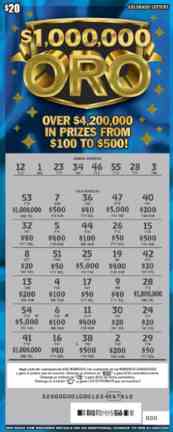 $1,000,000 ORO scratchcard - game number #328 - front-scratched