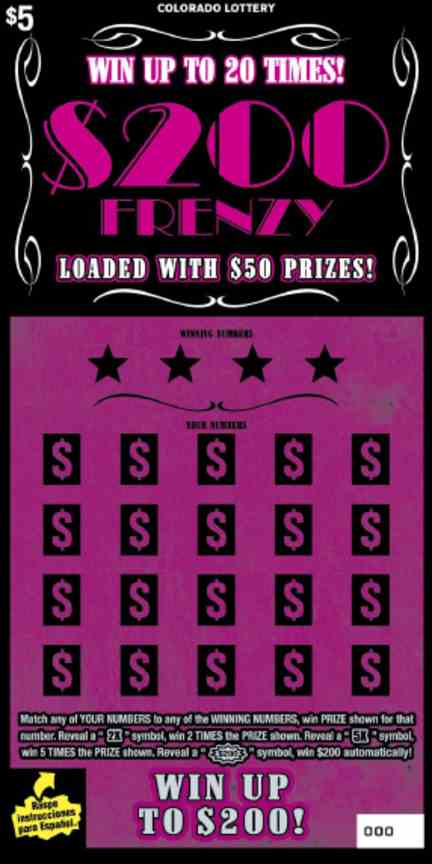 $200 Frenzy scratchcard - game number #2867 - front