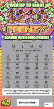 $200 Frenzy scratchcard - game number #319 - front-scratched