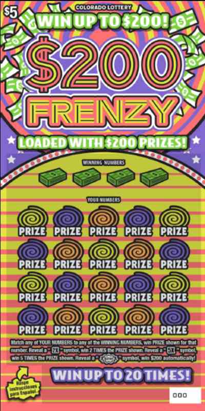 $200 Frenzy scratchcard - game number #319 - front
