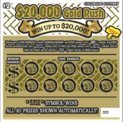 $20,000 Gold Rush scratchcard - game number #282 - front