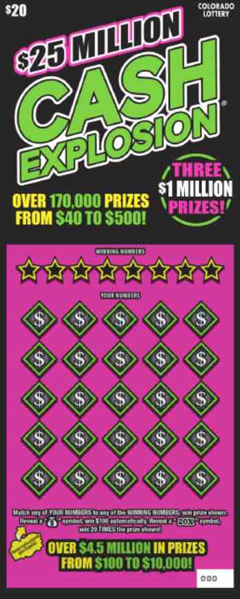 $25 Million Cash Explosion® scratchcard - game number #2858 - front