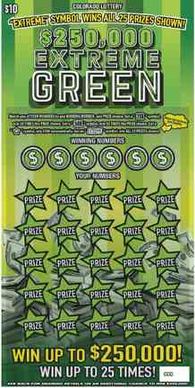 $250,000 Extreme Green scratchcard - game number #316 - front