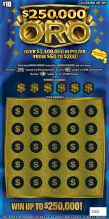 $250,000 ORO scratchcard - game number #327 - front