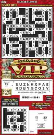 $250,000 VIP Bonus Crossword scratchcard - game number #288 - front-scratched