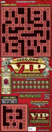 $250,000 VIP Bonus Crossword scratchcard - game number #288 - front