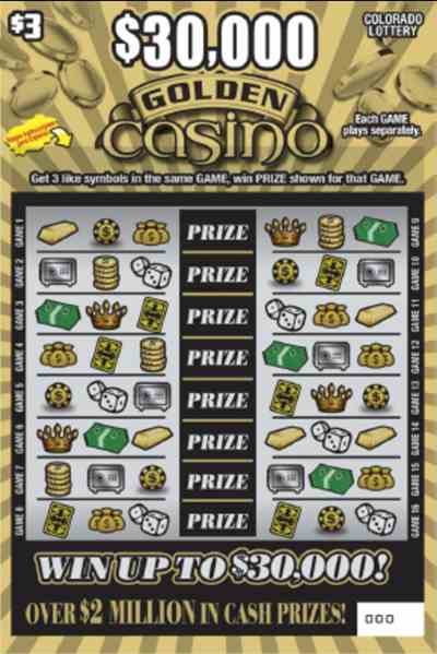 $30,000 Golden Casino scratchcard - game number #2844 - front