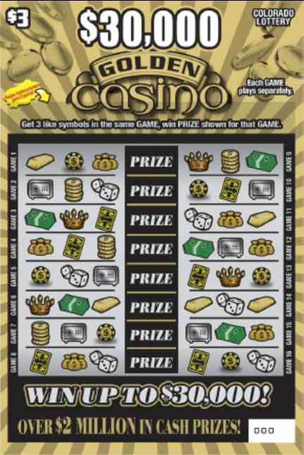 $30,000 Golden Casino scratchcard - game number #338 - front