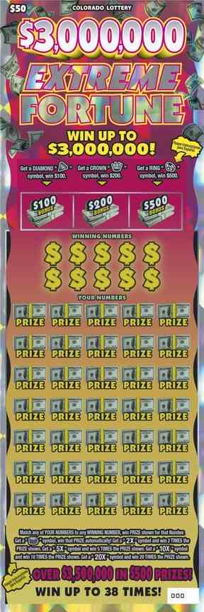 $3,000,000 Extreme Fortune scratchcard - game number #2912 - front