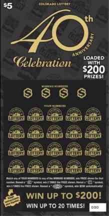 $5 40th Anniversary Celebration scratchcard - game number #274 - front