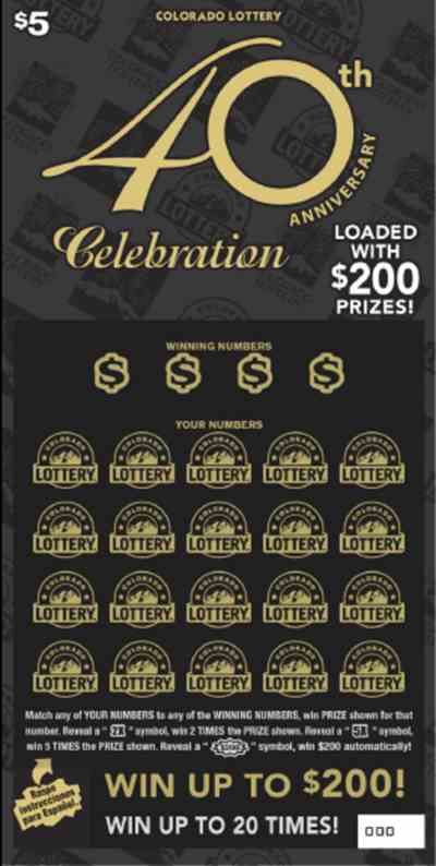 $5 40th Anniversary Celebration scratchcard - game number #274 - front