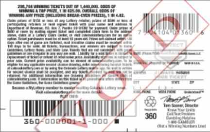 $50 Frenzy scratchcard - game number #2865 - back