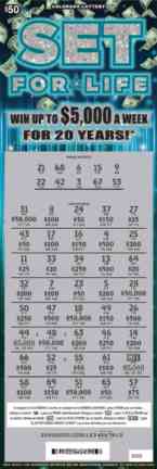 $50 Set For Life scratchcard - game number #208 - front-scratched