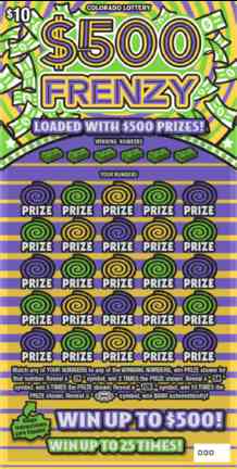 $500 Frenzy scratchcard - game number #320 - front