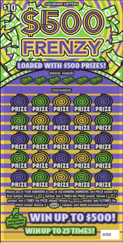 $500 Frenzy scratchcard - game number #320 - front